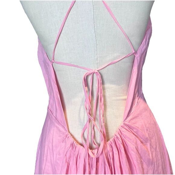 Farm Rio Richelieu Crossed Front Midi Dress Medium Pink Embroidered A Line - Picture 12 of 16